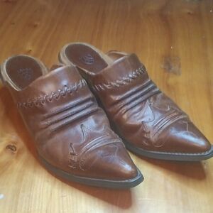 Ariat Brown Leather Slip-On Mules Size 7.5